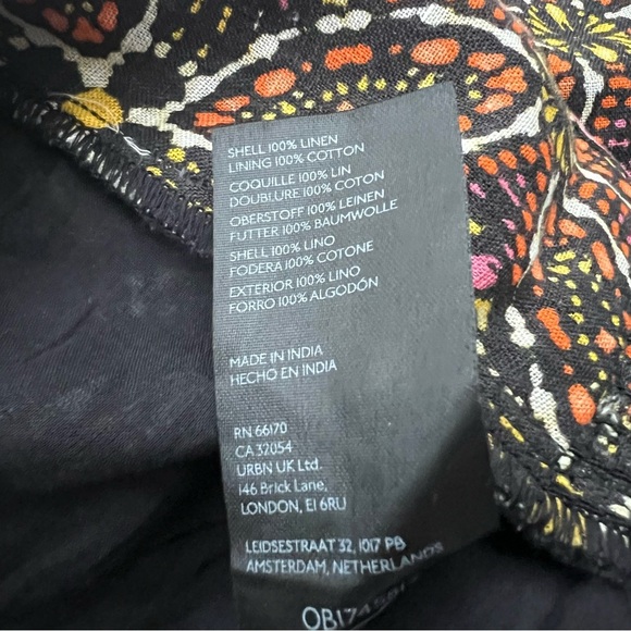 New By Anthropologie One Shoulder Linen Cropped Top Orang Motif Medallion boho - Picture 10 of 14